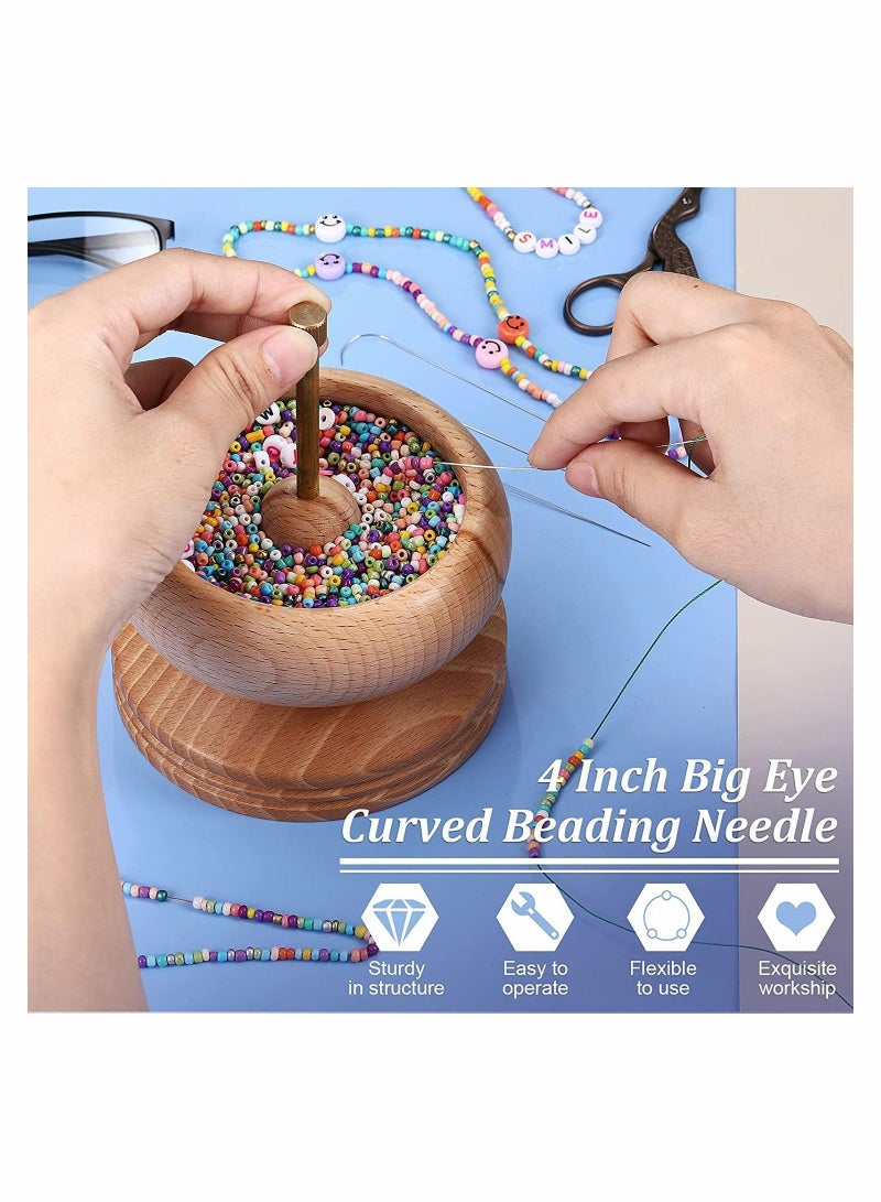Y&D 10 Pieces 4 Inch Big Eye Curved Beading Needle Stainless Steel Needles Silver Sewing DIY Bead Spinner Craft Tool for  - Image 3