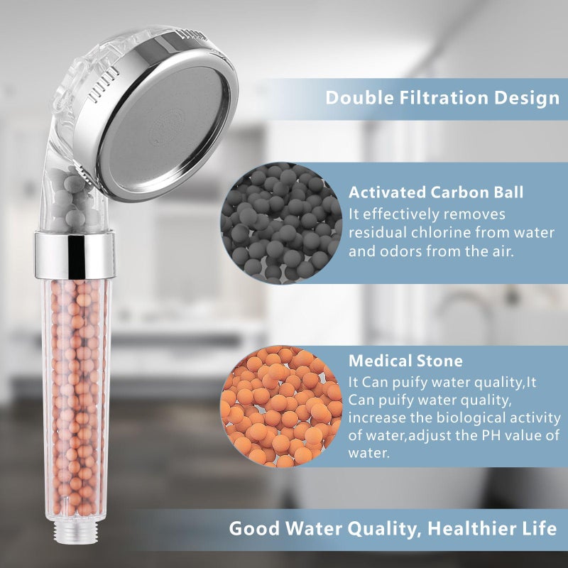 Nuodan Filtered Handheld Shower Head - High Pressure 3 Spray Setting Showerhead Filter For Hard Water - For Dry Skin & Hair - Image 5