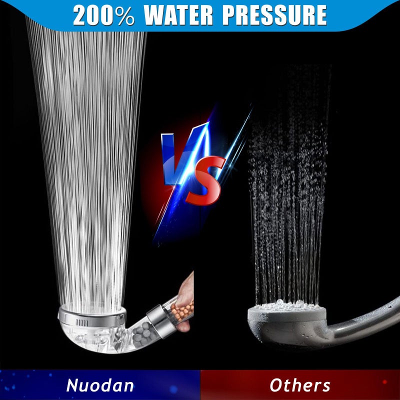 Nuodan Filtered Handheld Shower Head - High Pressure 3 Spray Setting Showerhead Filter For Hard Water - For Dry Skin & Hair - Image 2