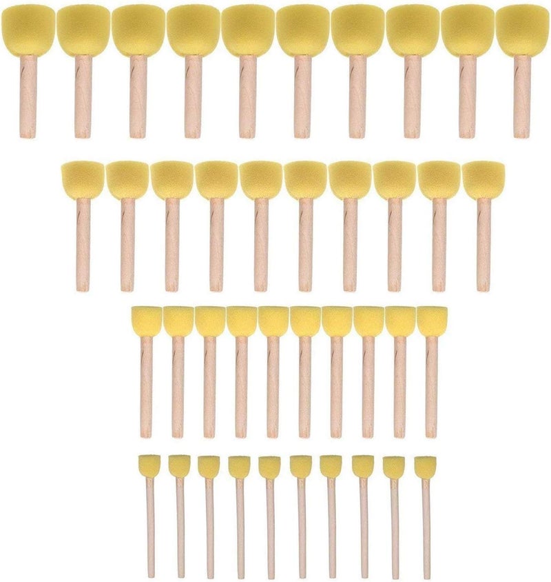 WAFJAMF 40-Pieces Assorted Size Round Sponges Brush Set, Paint Tools for Kids - Image 1