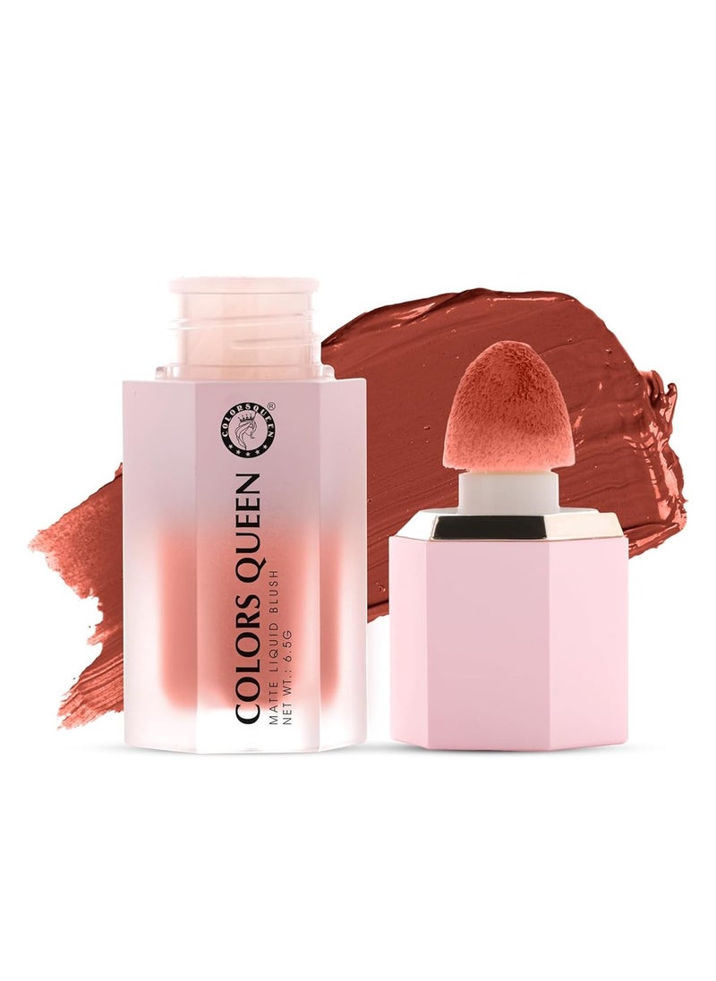 COLORS QUEEN Matte Liquid Blush Highly Pigmented Smooth Texture Long Lasting Lightweight Blusher Face Eye Lips Sponge Tip Applicator 02 love 6.5g  - Image 1