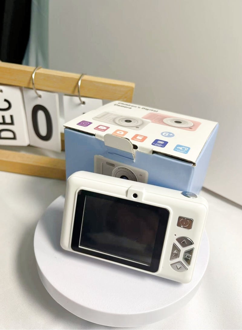 1080P Mini Home Student Kids Digital Camera 2.4Inch LCD Screen 8X Zoom Full HD Photo Video Anti-shake Face Recognition Music Games Compact Portable Small White for Children Teen Girl Boy