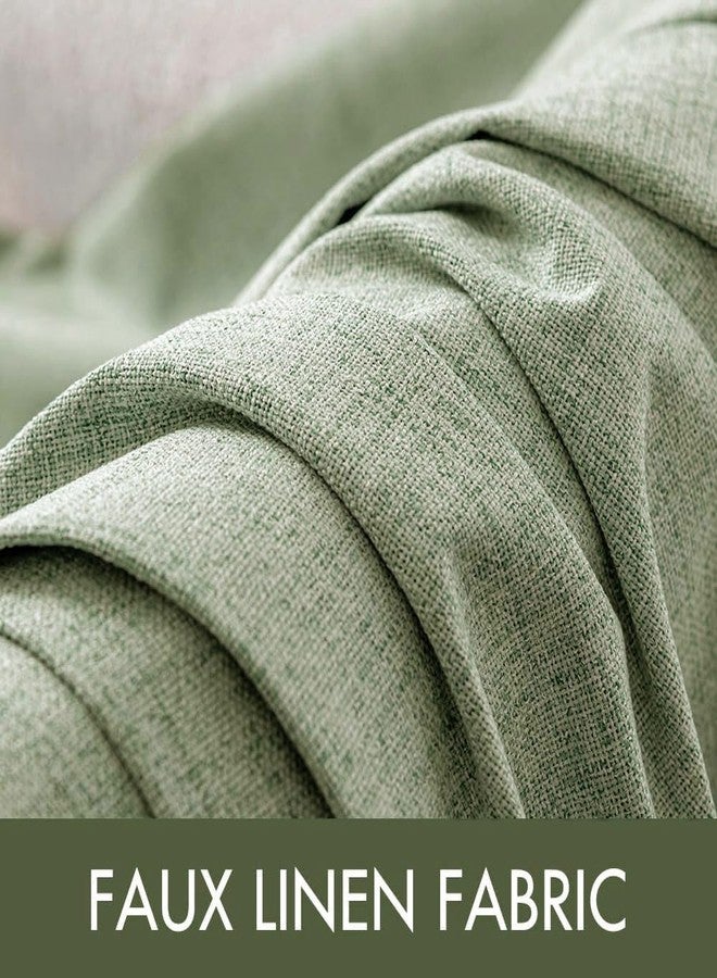MIULEE Linen Texture 90 Inches Curtains for Bedroom 100% Blackout Thermal Insulated Sage Green Curtains Grommet Room Darkening Curtains/Draperies for Living Room Nursery 52x90 Inch (2 Panels) - Image 5