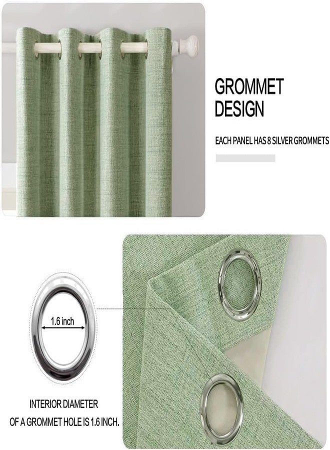 MIULEE Linen Texture 90 Inches Curtains for Bedroom 100% Blackout Thermal Insulated Sage Green Curtains Grommet Room Darkening Curtains/Draperies for Living Room Nursery 52x90 Inch (2 Panels) - Image 4