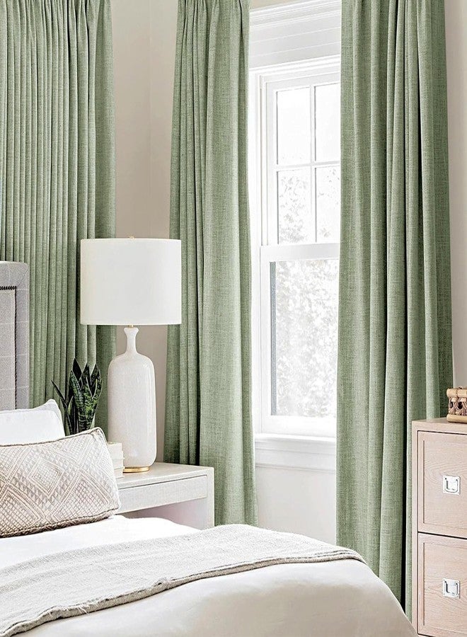 MIULEE Linen Texture 90 Inches Curtains for Bedroom 100% Blackout Thermal Insulated Sage Green Curtains Grommet Room Darkening Curtains/Draperies for Living Room Nursery 52x90 Inch (2 Panels) - Image 2