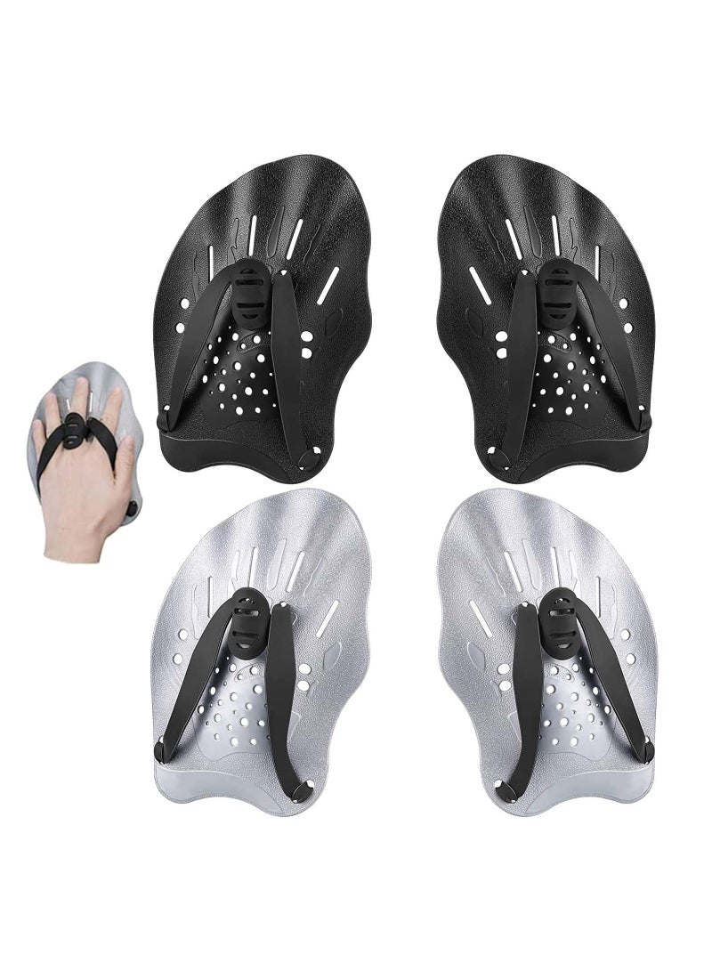 Barakah 2 Pair Contour Swim Paddles Hand Swim Training Paddles Hand Swim Paddles Hand with Adjustable Straps Swimming Hand Paddles for Women Men and Children Professional Swimming Accessories - Image 1