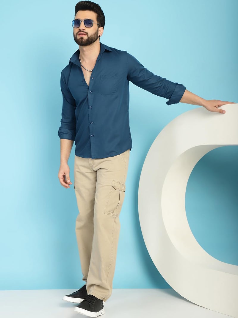 Indian Needle Cotton Solid Casual Shirt for Men - Image 4