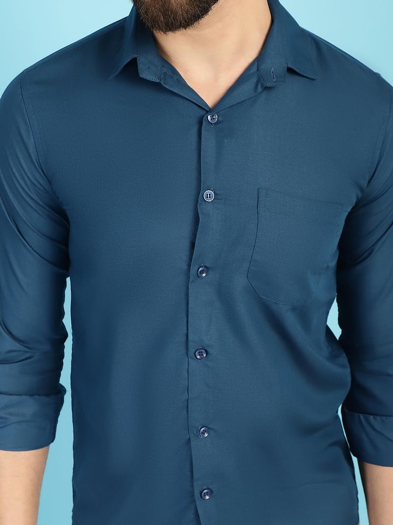 Indian Needle Cotton Solid Casual Shirt for Men - Image 5
