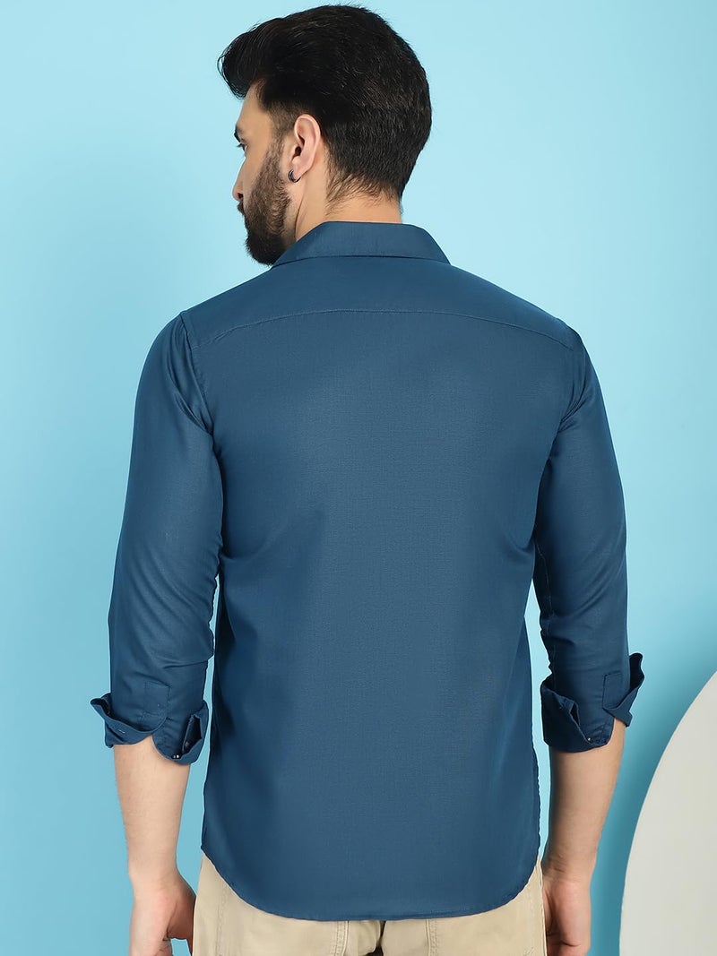 Indian Needle Cotton Solid Casual Shirt for Men - Image 2