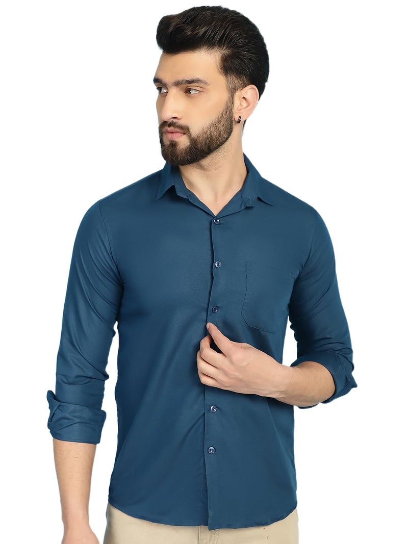 Indian Needle Cotton Solid Casual Shirt for Men - Image 1