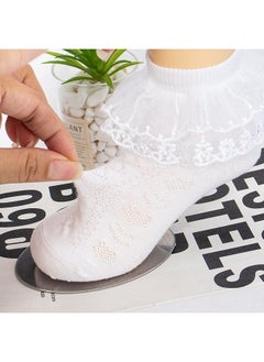 Looching 5 Pairs Toddler Girls Lace Socks Baby KidsCute Ruffle Cotton White Sock Frilly Mesh Princess Dress Sock 2-3Years  - Image 5