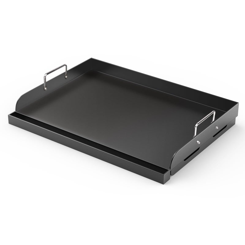 Barbqtime شواية باربكيو تايم للغاز 17 × 13 صينية مسطحة عالمية مع مقابض قابلة للإزالة لطهي الطعام على موقد الفحم والغاز مع طلاء غير لاصق