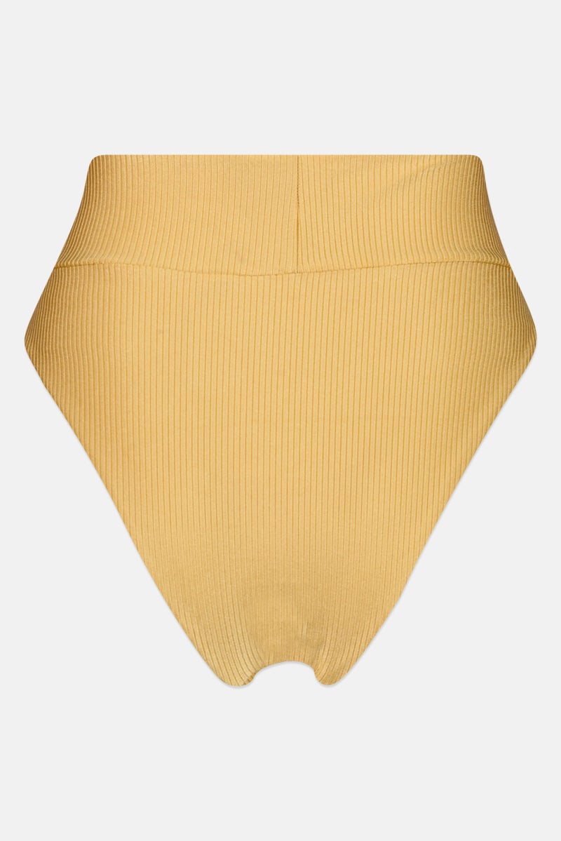 Aerie Women Ribbed Pull On Bikini Bottom, Gold  - Image 2