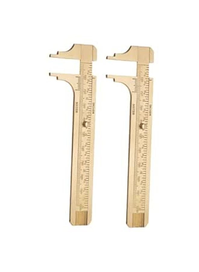 2Pcs Mini Brass Caliper Ruler Double Scale Sliding Gauge Jewelry Beads Measuring Tool - Image 1