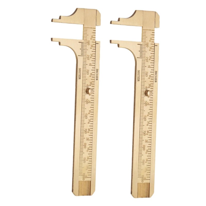 2Pcs Mini Brass Caliper Ruler Double Scale Sliding Gauge Jewelry Beads Measuring Tool - Image 2