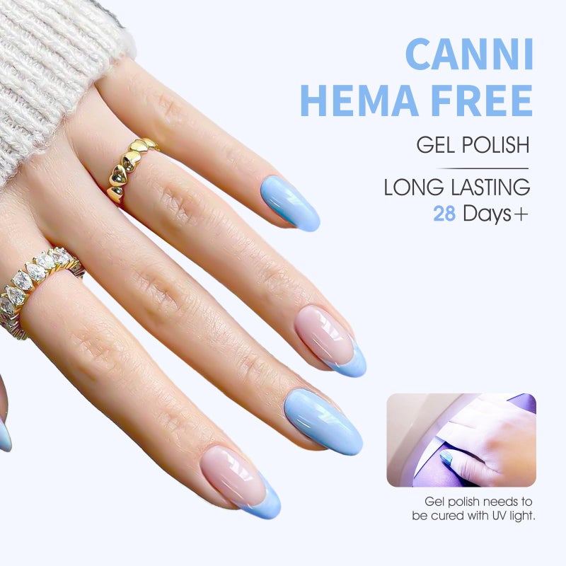 CANNI Baby Blue Gel Nail Polish, 1Pcs Light Blue Gel Polish Pastel Color High Gloss Soak Off U V Nail Manicure Salon DIY - Image 3