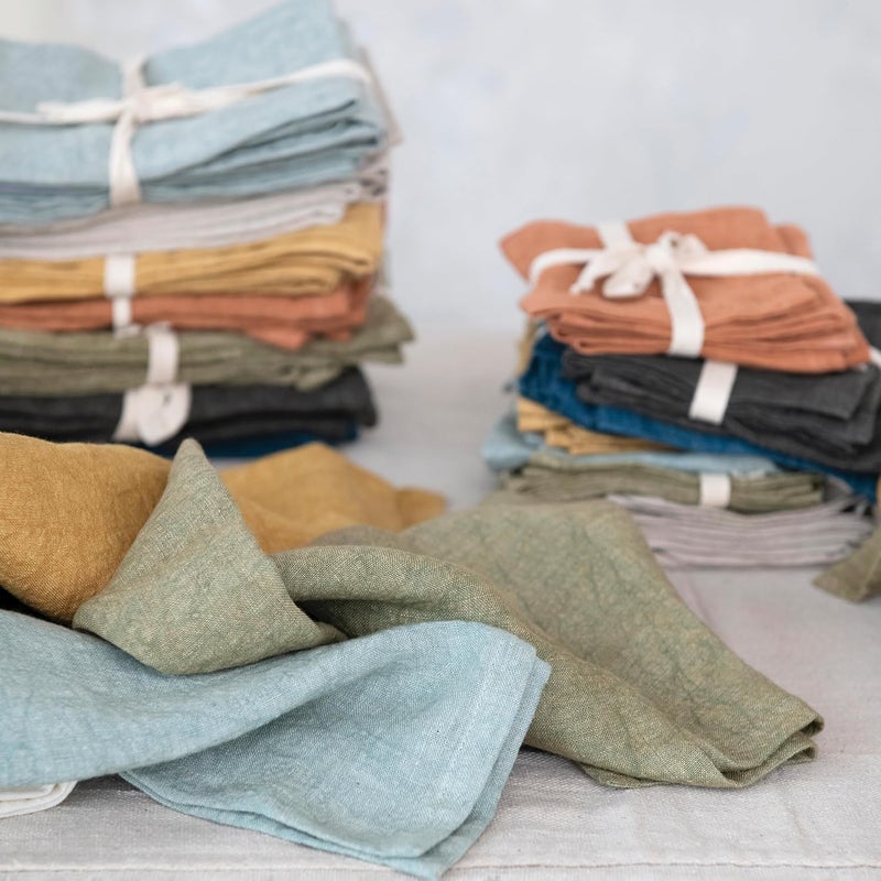 Creative CoOp 10 Inches Square Stonewashed Linen Cocktail Party and Kitchen Use Ivory Color Set of 4 Napkin - Image 5