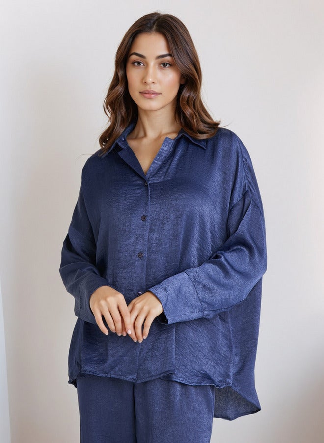 سبلاش فيڤ طقم بيجاما قميص بياقة وسروال بوليستر - Image 2