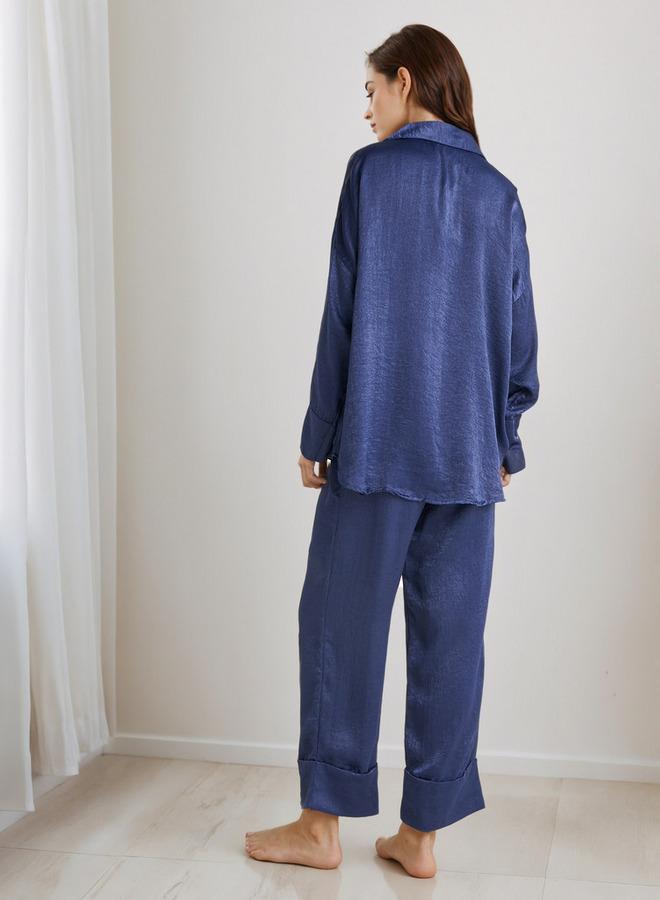 سبلاش فيڤ طقم بيجاما قميص بياقة وسروال بوليستر - Image 3