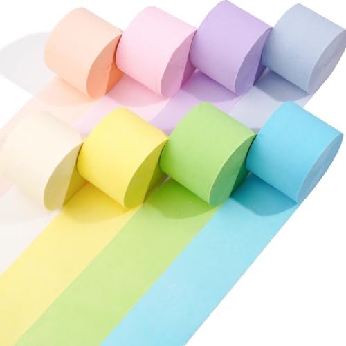 Captain Decor 8 Pastel Streamers, 656ft Pack of Pastel Birthday Decorations, Rainbow Party Decorations, Backdrop Party Supplies for Wedding Decor (1.8 inch x 82 ft/Roll) - Image 1