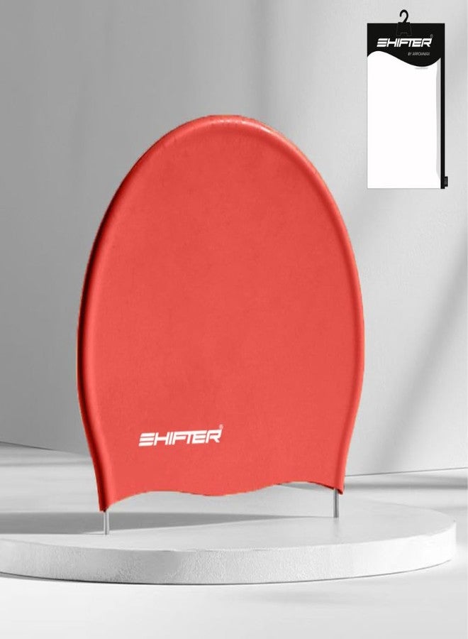 SHIFTER Silicone Swimming Cap with Ear Protection, Swimming Cap for Men, Swimming caps for Women, Swimming Cap for Kids Suitable for Long Hair Swimming Cap (RED) - Image 2