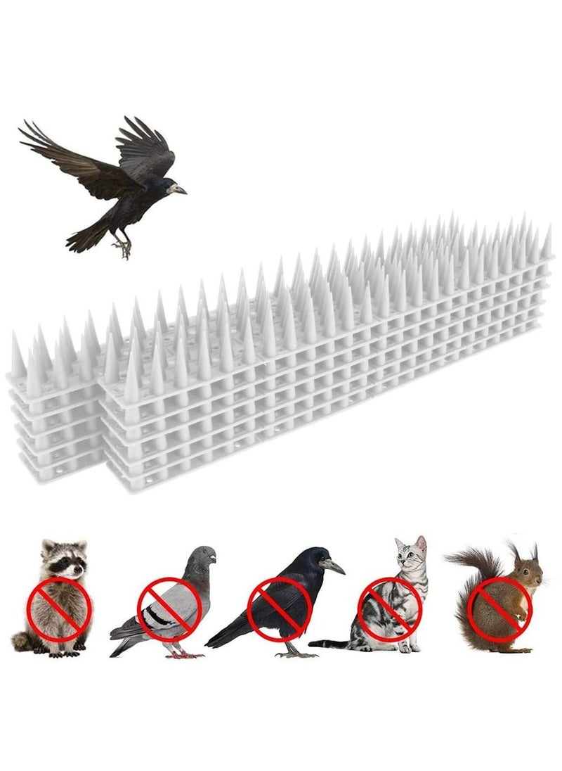 URbazaar 12 Pcs Sets Bird Spikes Upgraded Cat Repellent for Pigeon Cat and Small Animals - Protect Your Sofa Garden Outdoor Walls Anti Theft Climb Plastic Security Fence Spikes (White)  - Image 1