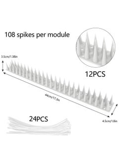 URbazaar 12 Pcs Sets Bird Spikes Upgraded Cat Repellent for Pigeon Cat and Small Animals - Protect Your Sofa Garden Outdoor Walls Anti Theft Climb Plastic Security Fence Spikes (White)  - Image 2