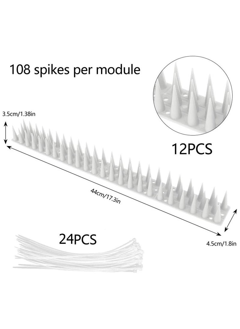 URbazaar 12 Pcs Sets Bird Spikes Upgraded Cat Repellent for Pigeon Cat and Small Animals - Protect Your Sofa Garden Outdoor Walls Anti Theft Climb Plastic Security Fence Spikes (White)  - Image 2