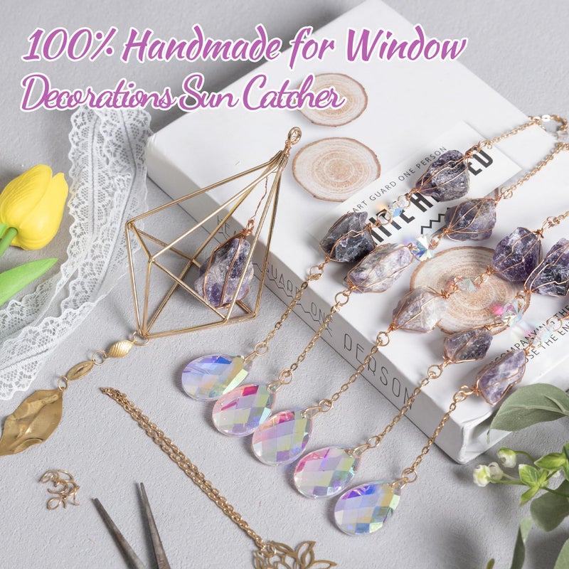 Dreamsum Amethyst Crystal Suncatcher - Dreamsum Hanging Gold Plated Garden Sun Catcher for Windows, Healing Amethyst Crystal Decor for Home, Gift for Christmas Birthday Valentine Mothers Day - Image 3