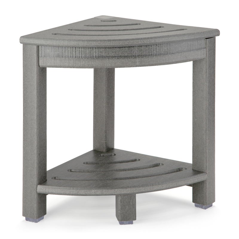 Apolimi HDPE Corner Shower StoolShower Bench Seat with Storage Shelf for Shaving Legs Plastic Spa Bath Step Foot Rest for Bathroom Small Place Grey