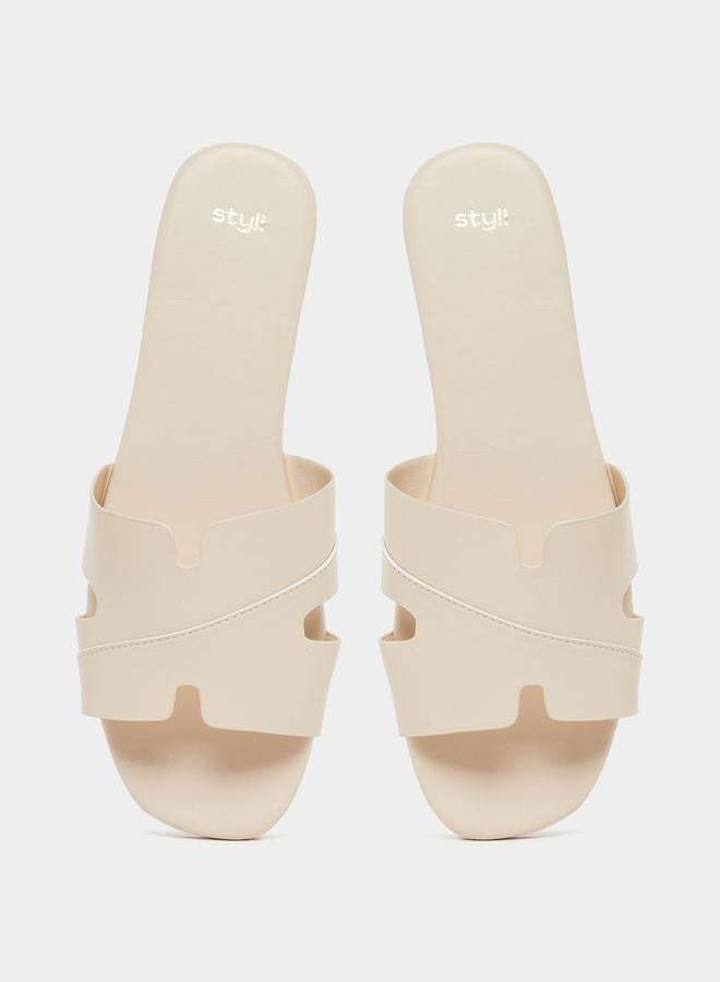 Styli Leather Look Slip-On Flat Sandals - Image 5