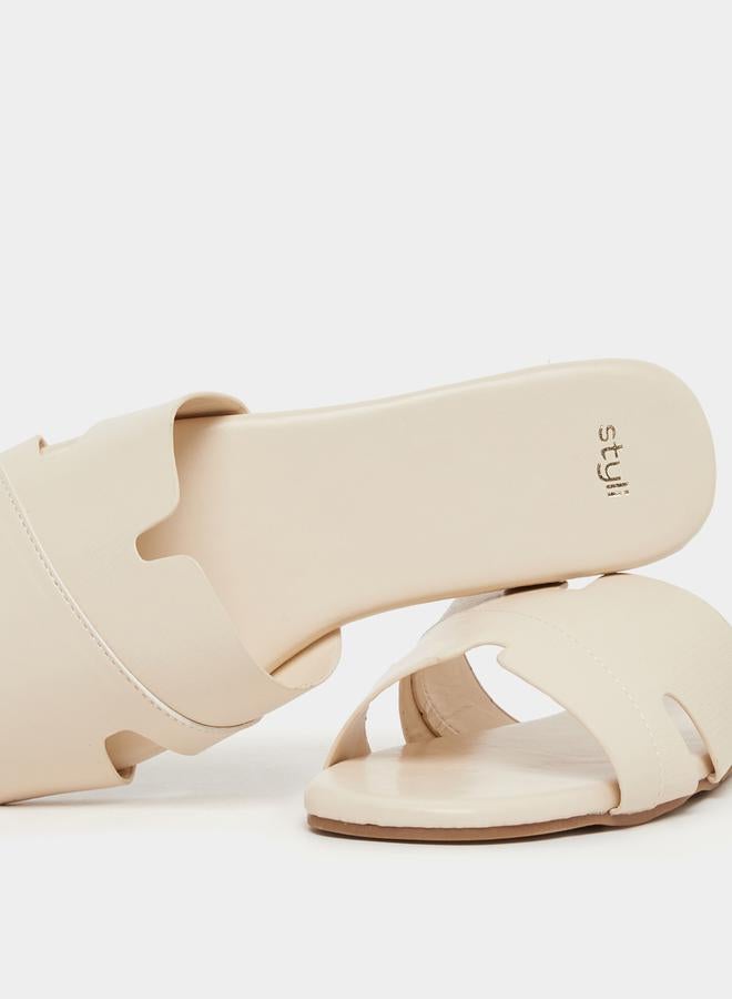 Styli Leather Look Slip-On Flat Sandals - Image 3