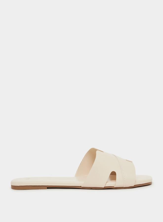 Styli Leather Look Slip-On Flat Sandals - Image 1