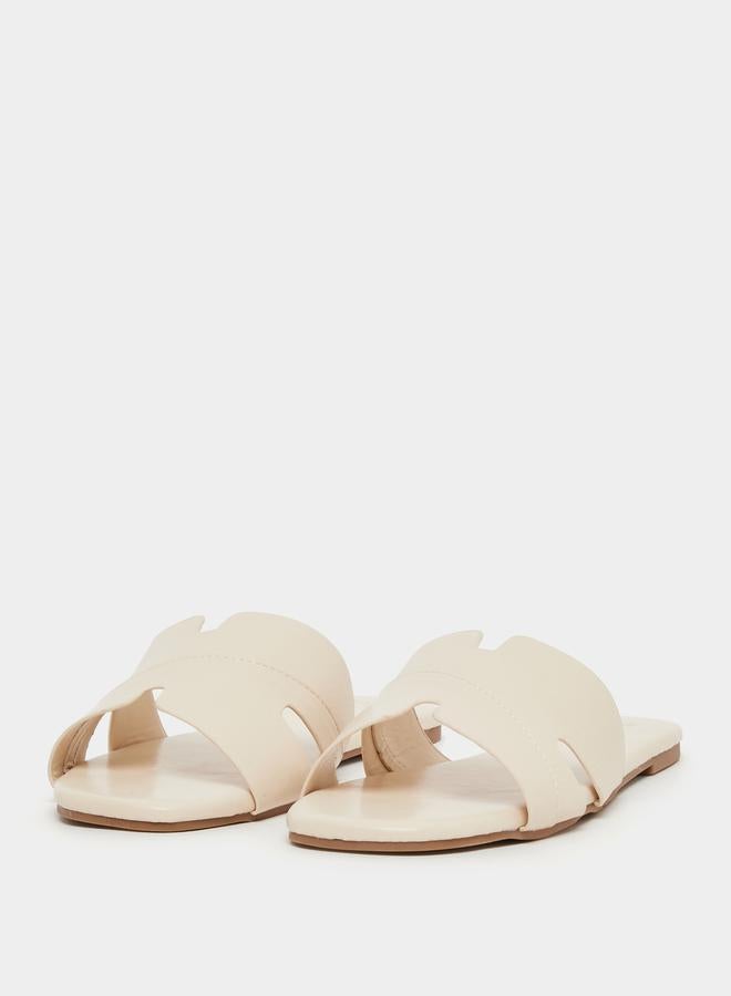 Styli Leather Look Slip-On Flat Sandals - Image 2