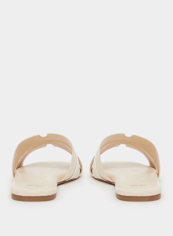 Styli Leather Look Slip-On Flat Sandals - Image 4