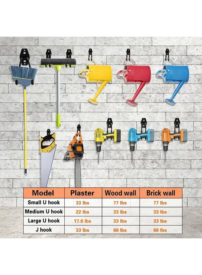 Orange 12pcs Heavy Duty Steel Garage Storage Hooks for Tools and Equipment - Image 2