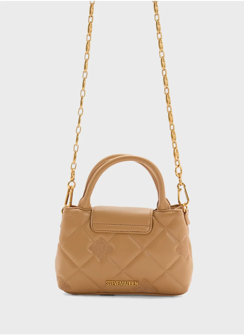 STEVE MADDEN Bosco Quilted Flap Over Logo Satchel Bag