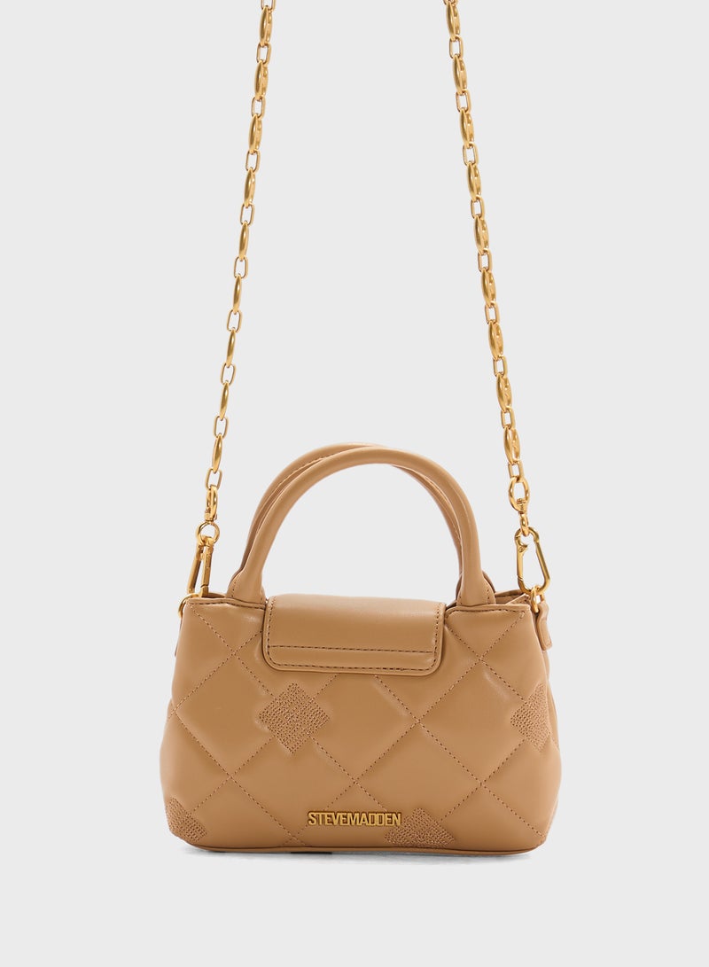 STEVE MADDEN Bosco Quilted Flap Over Logo Satchel Bag - Image 2