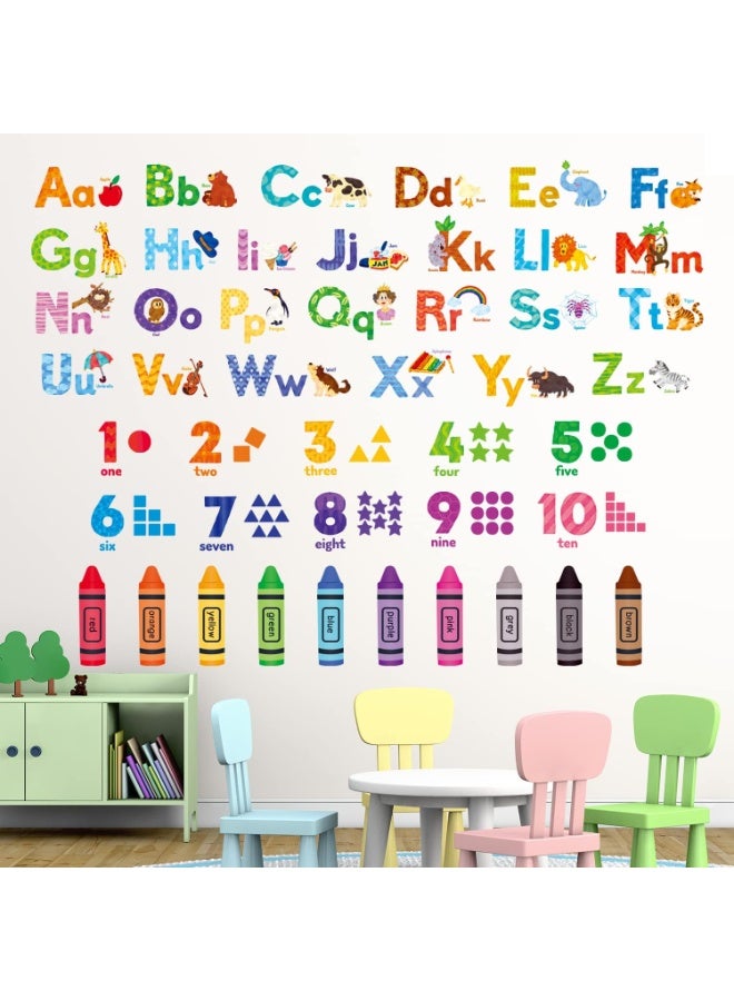 Bluejw Animal Alphabet Numbers Colour Decals Stickers Kids Peel and Stick Removable for Room décor Letters ABC Classroom playroom Decorations Educational Bedroom Nursery - Image 2