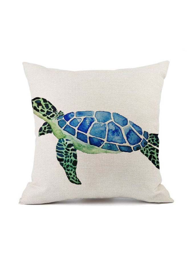 نيبمينينت غطاء وسادة بنقشة مخلوق من عالم المحيطات بيج\أزرق\أخضر 45x45سم