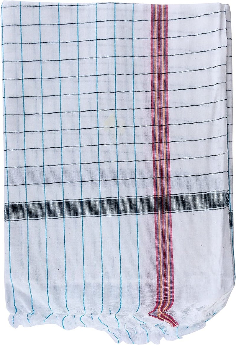 ASH Traders Sircilla Khadi Pure Cotton White chex Bath Towels Suitable for All Men and Women (Set of 5 pcs White, 36 * 72 Inches, Large) - Image 4