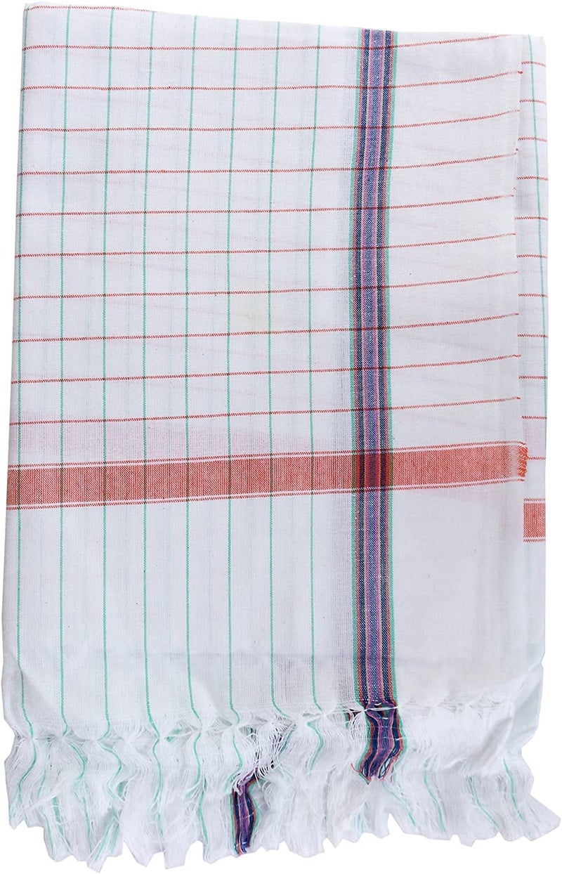 ASH Traders Sircilla Khadi Pure Cotton White chex Bath Towels Suitable for All Men and Women (Set of 5 pcs White, 36 * 72 Inches, Large) - Image 3