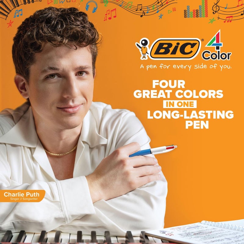 BIC 4-Color Original Retractable Ballpoint Pen with 1.0 mm Medium Point, 3-Count in Assorted Ink - Image 2