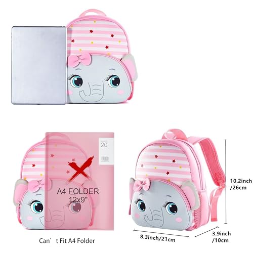 KK CRAFTS Preschool Backpack Toddler Neoprene Animal Schoolbag Lunch backpack for Kids Boys Girls(Grey Elephant) - Image 2