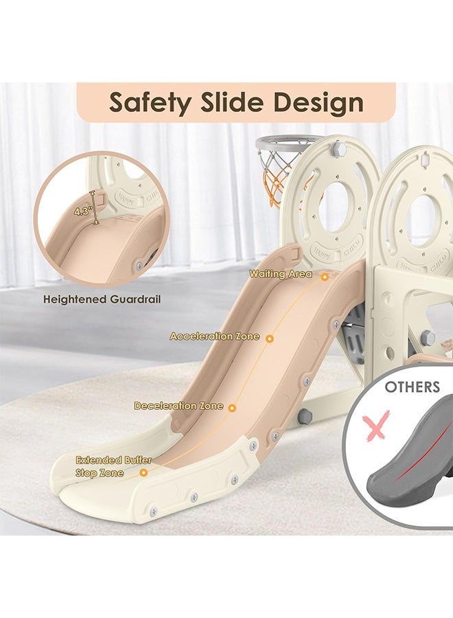 Beauenty 4 in 1 Toddler Slide, Bus Themed Baby Slide for Toddlers Age 1-3, with Basketball Hoop, Indoor Outdoor Playset Playground - Image 4