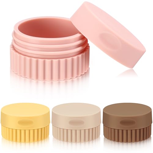Maxcheck 4 Pcs Travel Containers for Toiletries 0.68 Oz/20 ml Small Silicone Cream Jar with Lid Mini Leakproof Lotion Jar Refillable Travel Cosmetic Container for Face Body Skin Cream (Classic Color) - Image 1