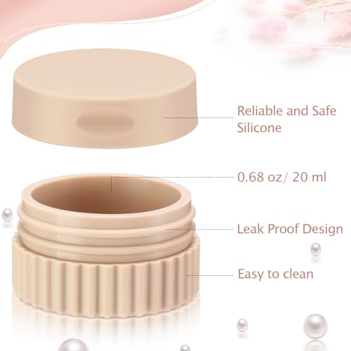 Maxcheck 4 Pcs Travel Containers for Toiletries 0.68 Oz/20 ml Small Silicone Cream Jar with Lid Mini Leakproof Lotion Jar Refillable Travel Cosmetic Container for Face Body Skin Cream (Classic Color) - Image 5