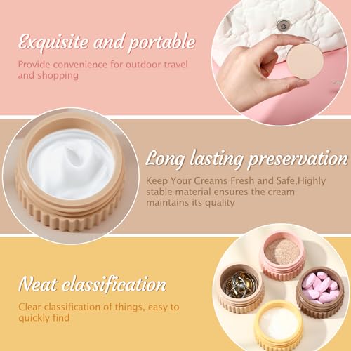 Maxcheck 4 Pcs Travel Containers for Toiletries 0.68 Oz/20 ml Small Silicone Cream Jar with Lid Mini Leakproof Lotion Jar Refillable Travel Cosmetic Container for Face Body Skin Cream (Classic Color) - Image 4