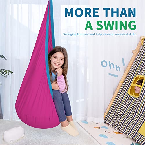 OUTREE Kids Pod Swing Seat, Cotton Child Hammock Swing Chair, Sensory Swing for Indoor and Outdoor Use, Pink and Blue - Image 5