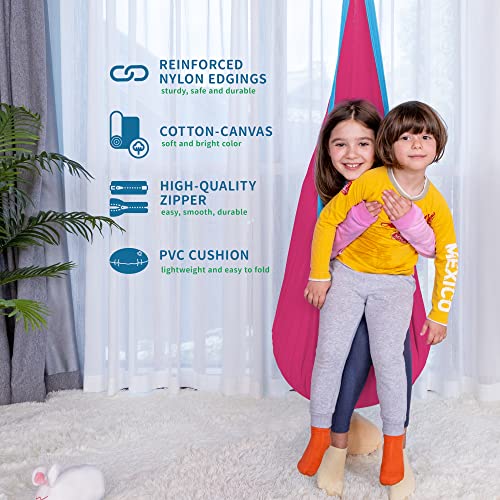 OUTREE Kids Pod Swing Seat, Cotton Child Hammock Swing Chair, Sensory Swing for Indoor and Outdoor Use, Pink and Blue - Image 3